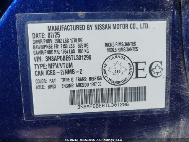 3N8AP6BE6TL301296 Nissan Kicks S Fwd Cvt