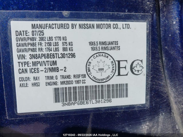 3N8AP6BE6TL301296 Nissan Kicks S Fwd Cvt