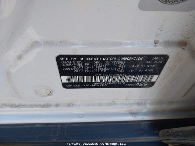Продаж на аукціоні авто 2017 Mitsubishi Outlander Gt, vin: JA4JZ4AXXHZ600670, номер лоту: 12710246