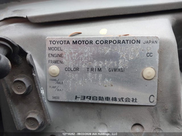 Aukcja sprzedaży 1998 Toyota Harrier, vin: MCU150042142, numer aukcji: 12710252