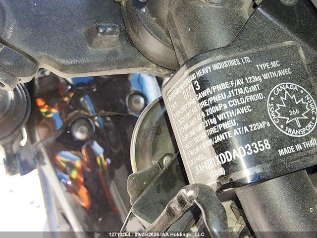 12710264 :رقم المزاد ، JKAEX8B1XDDA03358 vin ، 2013 Kawasaki Ex300 B مزاد بيع
