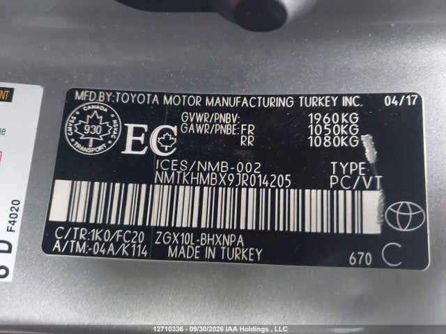Toyota C-HR XLE 2018 NMTKHMBX9JR014205 Image 18