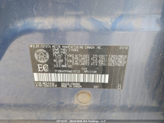 2010 Toyota Rav4 Limited მანქანა იყიდება აუქციონზე, vin: 2T3DK4DV9AW019720, აუქციონის ნომერი: 12710337