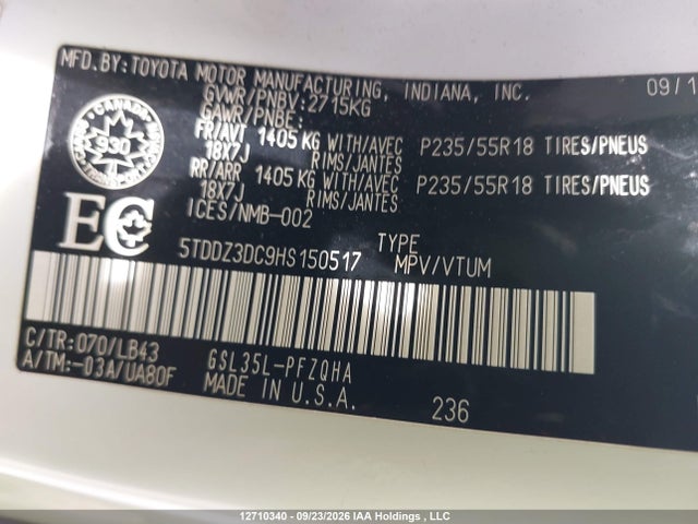Продаж на аукціоні авто 2017 Toyota Sienna Xle 7 Passenger, vin: 5TDDZ3DC9HS150517, номер лоту: 12710340