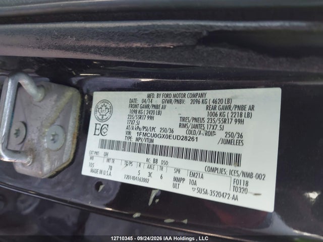 2014 Ford Escape Se მანქანა იყიდება აუქციონზე, vin: 1FMCU0GX0EUD28261, აუქციონის ნომერი: 12710345