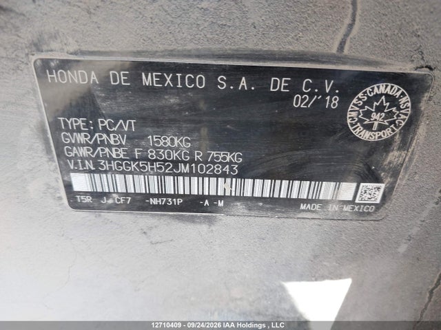 Продаж на аукціоні авто 2018 Honda Fit, vin: 3HGGK5H52JM102843, номер лоту: 12710409