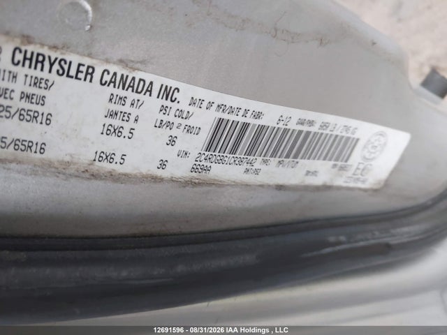 12691596 :رقم المزاد ، 2C4RDGBG1CR387442 vin ، 2012 Dodge Grand Caravan Se مزاد بيع