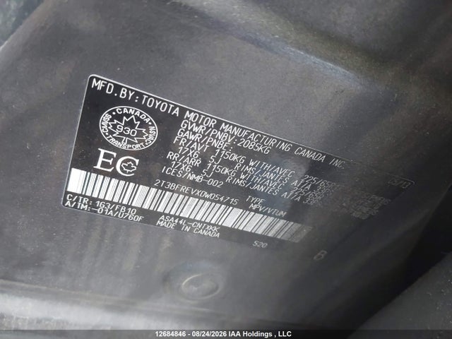 12684846 :رقم المزاد ، 2T3BFREVXDW054715 vin ، 2013 Toyota Rav4 Le مزاد بيع