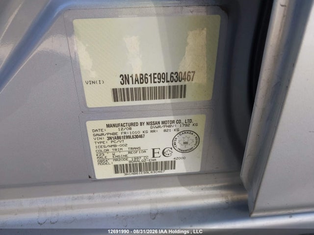 12691990 :رقم المزاد ، 3N1AB61E99L630467 vin ، 2009 Nissan Sentra 2.0 مزاد بيع
