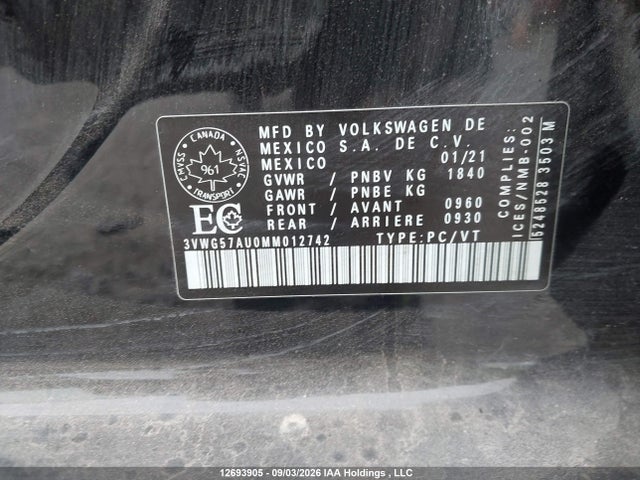 3VWG57AU0MM012742 Volkswagen Golf Comfortline/highline