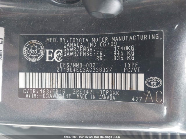 Продажа на аукционе авто 2010 Toyota Corolla Ce, vin: 2T1BU4EE3AC238327, номер лота: 12697809