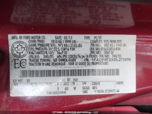 Продаж на аукціоні авто 2013 Ford Focus Se, vin: 1FADP3F2XDL273559, номер лоту: 12710464