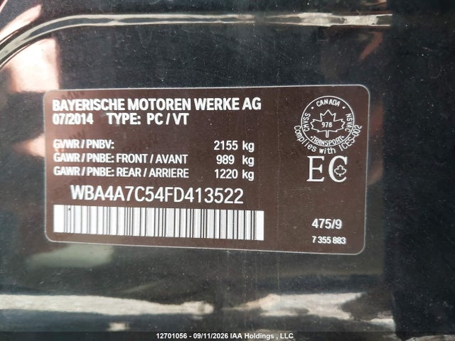 Продажа на аукционе авто 2015 Bmw 428i Gran Coupe Xdrive, vin: WBA4A7C54FD413522, номер лота: 12701056