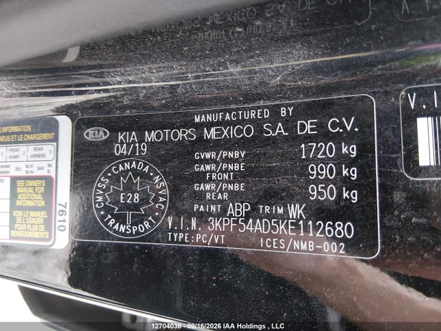 3KPF54AD5KE112680 KIA Forte Ex/ex Limited/ex Premium/ex+