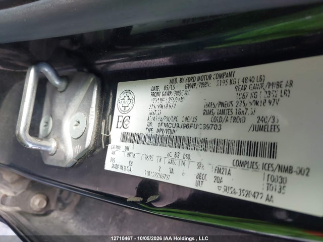 Ford Escape Titanium 2015 1FMCU9J96FUC69703 Image 9