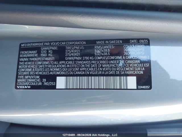 Aukcja sprzedaży 2026 Volvo Xc90 Plus, vin: YV4062PC5T1468571, numer aukcji: 12710489
