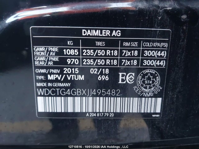 WDCTG4GBXJJ495482 Mercedes-Benz Gla Gla 250