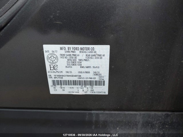 Продажа на аукционе авто 2017 Ford Explorer Sport, vin: 1FM5K8GT8HGD45726, номер лота: 12710536