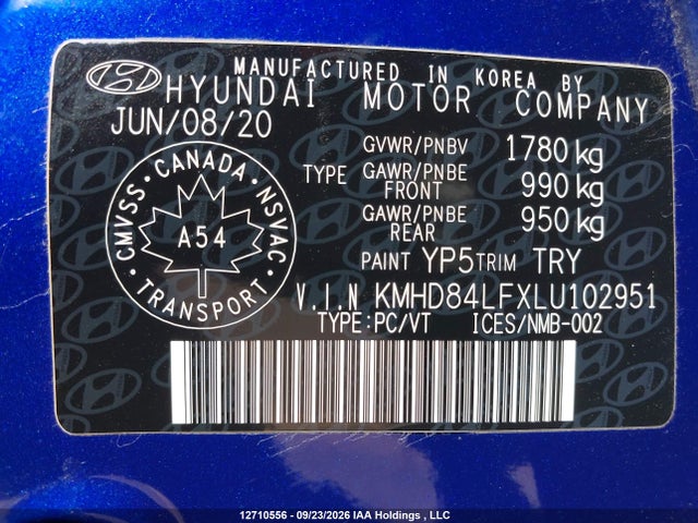 KMHD84LFXLU102951 Hyundai Elantra Preferred Auto Ivt