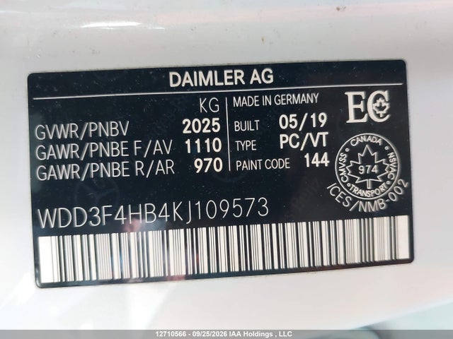 Продаж на аукціоні авто 2019 Mercedes-benz A 250 4matic, vin: WDD3F4HB4KJ109573, номер лоту: 12710566