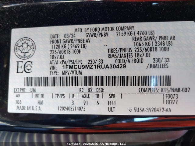 Ford Escape St Line 2024 1FMCU9MZ1RUA30429 Image 19
