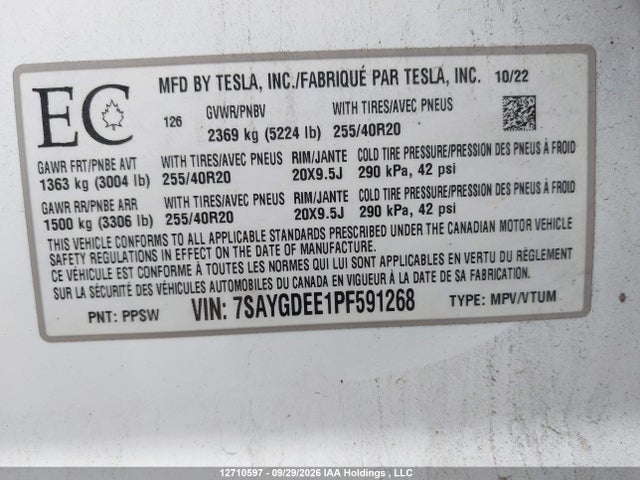 Tesla Model Y 2023 7SAYGDEE1PF591268 Image 19