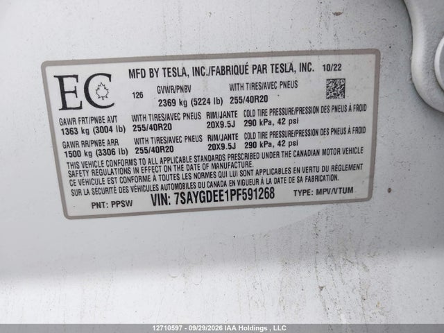 Tesla Model Y 2023 7SAYGDEE1PF591268 Image 9
