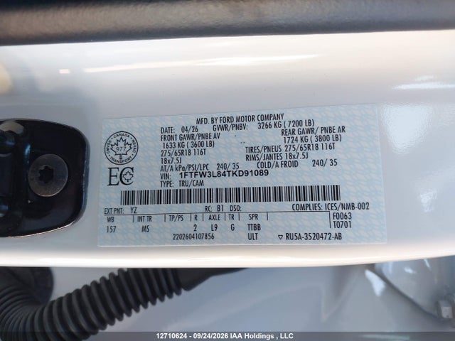 Aukcja sprzedaży 2026 Ford F150 Xlt, vin: 1FTFW3L84TKD91089, numer aukcji: 12710624