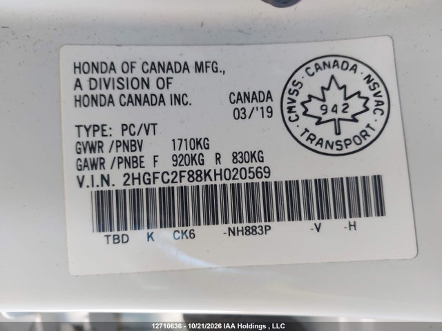 Honda Civic Sport 2019 2HGFC2F88KH020569 Image 20