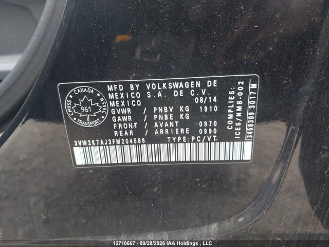 3VW2K7AJ3FM204586 Volkswagen Jetta 2.0l Trendline/2.0l Trendline+