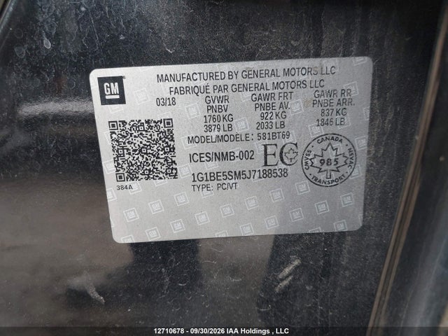 Chevrolet Cruze Lt Auto 2018 1G1BE5SM5J7188538 Image 9