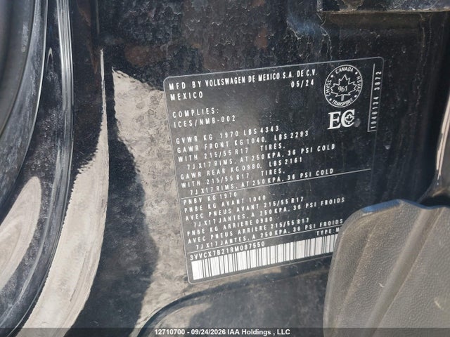 12710700 :رقم المزاد ، 3VVCX7B21RM087550 vin ، 2024 Volkswagen Taos مزاد بيع