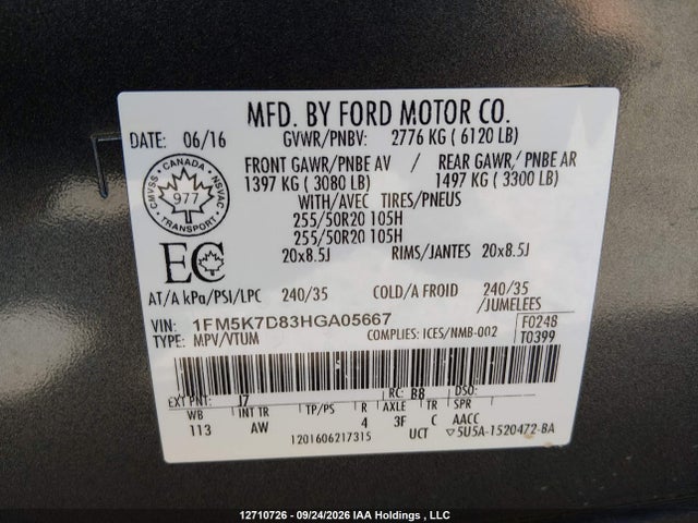 1FM5K7D83HGA05667 Ford Explorer