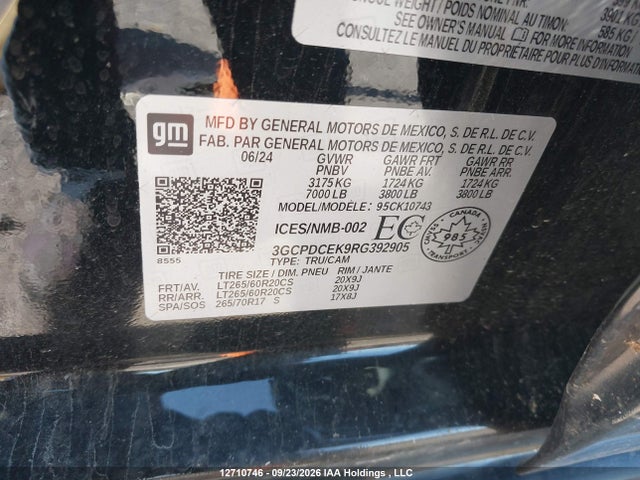 Продажа на аукционе авто 2024 Chevrolet Silverado K1500 Trail Boss Custom, vin: 3GCPDCEK9RG392905, номер лота: 12710746