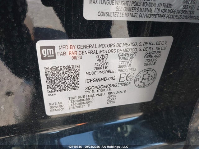 Продажа на аукционе авто 2024 Chevrolet Silverado K1500 Trail Boss Custom, vin: 3GCPDCEK9RG392905, номер лота: 12710746