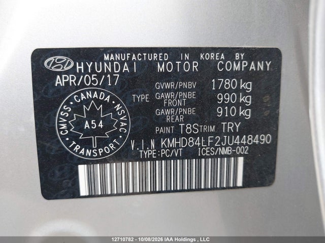 Aukcja sprzedaży 2018 Hyundai Elantra Gl, vin: KMHD84LF2JU448490, numer aukcji: 12710782