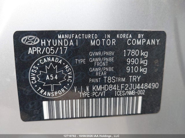 Aukcja sprzedaży 2018 Hyundai Elantra Gl, vin: KMHD84LF2JU448490, numer aukcji: 12710782