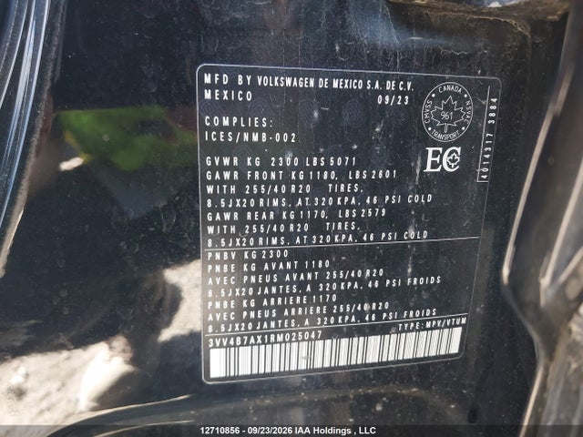 12710856 :رقم المزاد ، 3VV4B7AX1RM025047 vin ، 2024 Volkswagen Tiguan Sel R-line Black مزاد بيع