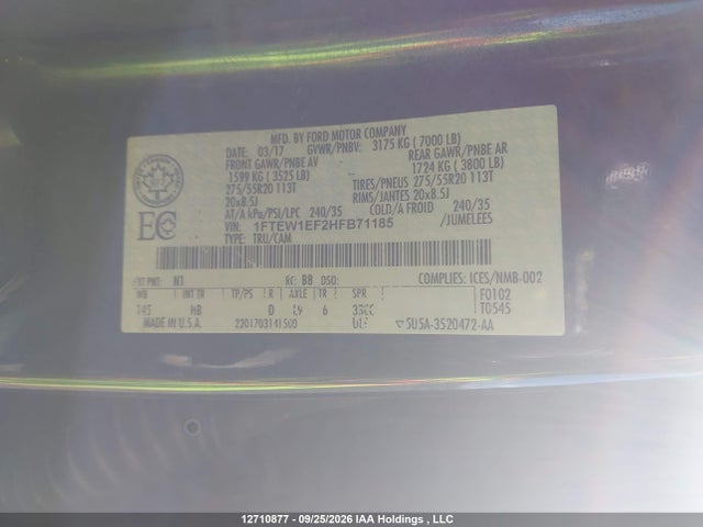 Ford F150 Supercrew 2017 1FTEW1EF2HFB71185 Image 9