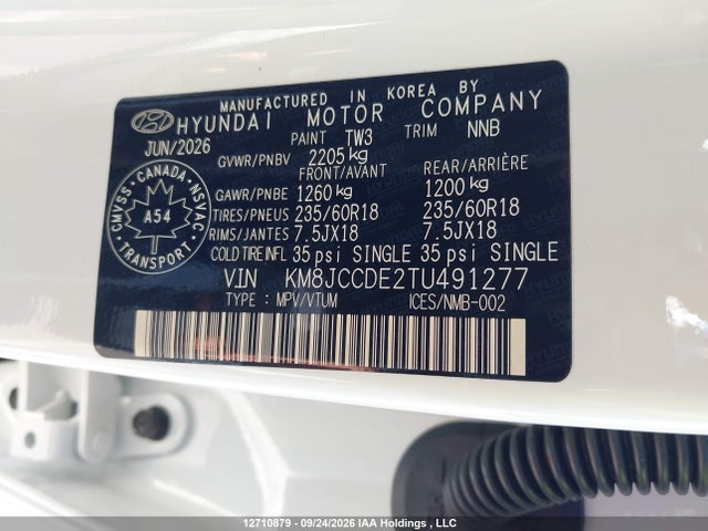 Продаж на аукціоні авто 2026 Hyundai Tucson Preferred Awd With Trend Package, vin: KM8JCCDE2TU491277, номер лоту: 12710879