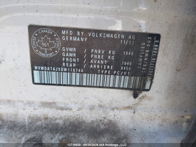 Продаж на аукціоні авто 2013 Volkswagen Golf 2.5l Highline/comfortline/trendline/wolfsburg Edition, vin: WVWDA7AJ9DW118744, номер лоту: 12710920