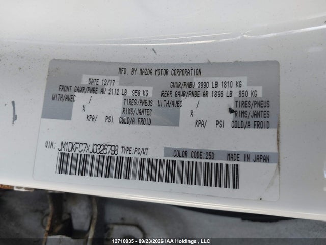 Aukcja sprzedaży 2018 Mazda Cx-3, vin: JM1DKFC7XJ0326798, numer aukcji: 12710935