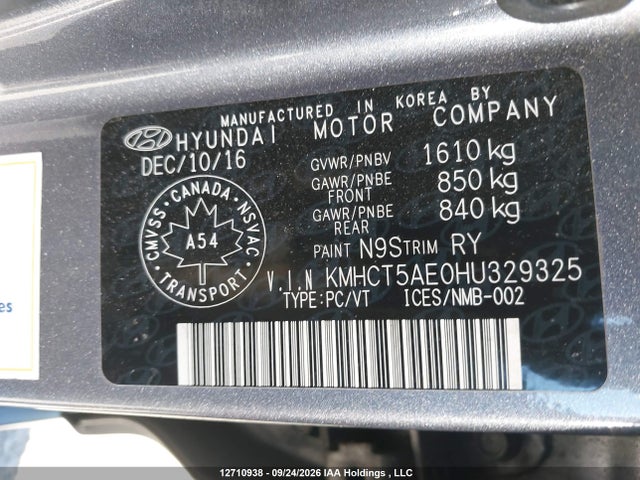 Продаж на аукціоні авто 2017 Hyundai Accent Se, vin: KMHCT5AE0HU329325, номер лоту: 12710938