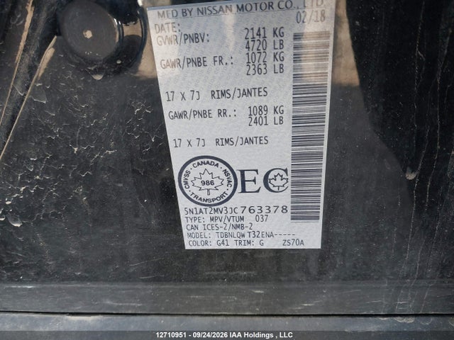 Продажа на аукционе авто 2018 Nissan Rogue, vin: 5N1AT2MV3JC763378, номер лота: 12710951