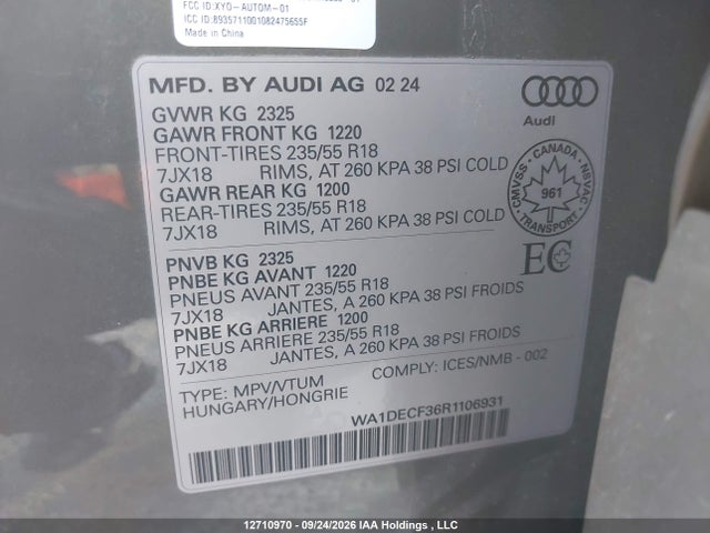 Продажа на аукционе авто 2024 Audi Q3 Premium S Line 45, vin: WA1DECF36R1106931, номер лота: 12710970