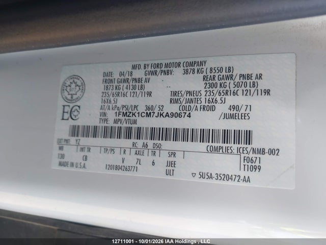 Ford Transit T-150 2018 1FMZK1CM7JKA90674 Image 9