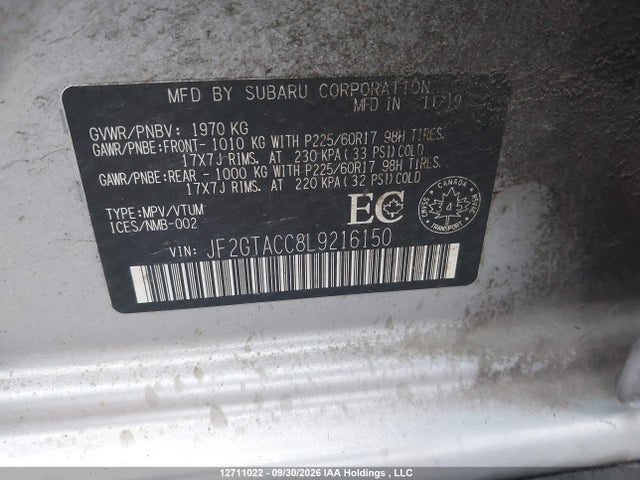 Subaru Crosstrek Premium 2020 JF2GTACC8L9216150 Image 9