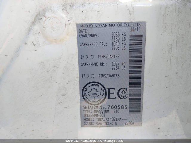 5N1AT2MT9EC760585 Nissan Rogue