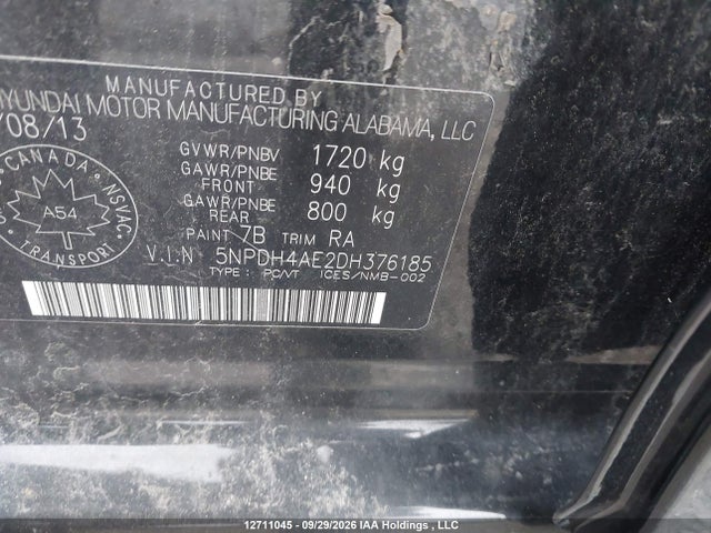 Aukcja sprzedaży 2013 Hyundai Elantra, vin: 5NPDH4AE2DH376185, numer aukcji: 12711045