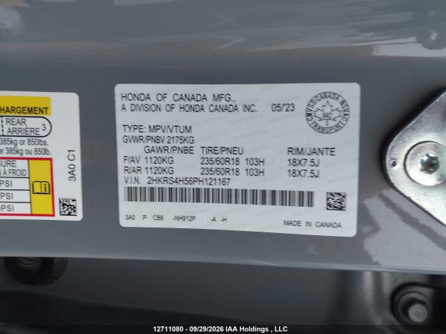Продажа на аукционе авто 2023 Honda Cr-v, vin: 2HKRS4H56PH121167, номер лота: 12711080